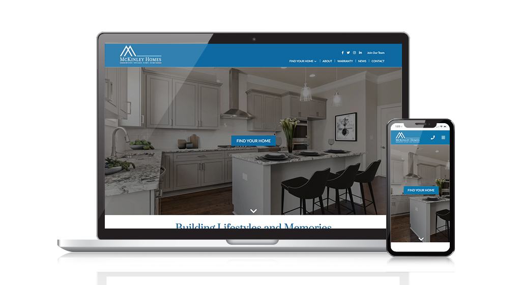 McKinley Homes' new website launch graphic